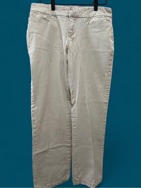 Women’s Cream Khaki Business Casual Straight Leg Preppy Workwear Pants Size 4